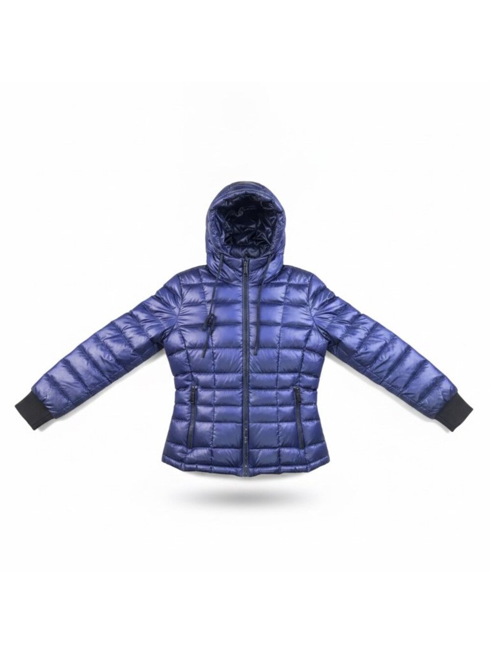 Calvin Klein Womens Blue Hooded Packable Down Blend Jacket Size L
